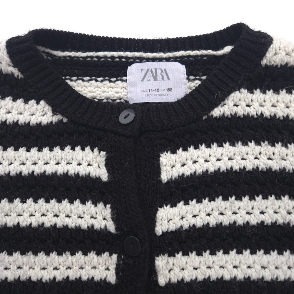 Zara Girls Knitwear Striped Crochet Sweater size 11-12 - Picture 3 of 15